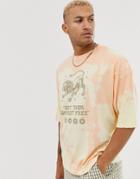 Asos Design Oversized T-shirt With Tie Dye And Lion Print-orange