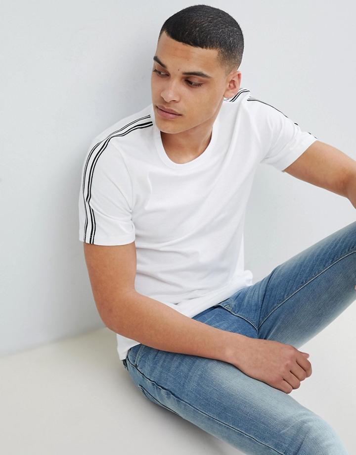 Jack & Jones Premium T-shirt With Arm Stripe - White