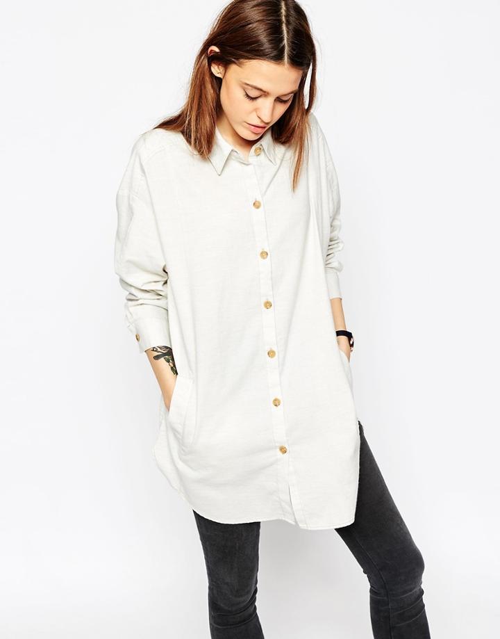 Asos Soft Twill Oversized Shirt - Cream