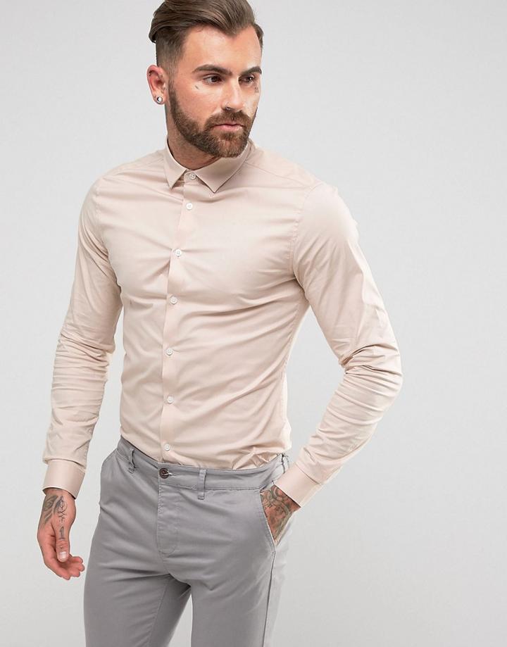 Asos Skinny Shirt In Pink - Pink