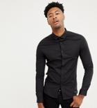 Asos Design Tall Skinny Shirt In Black - Black