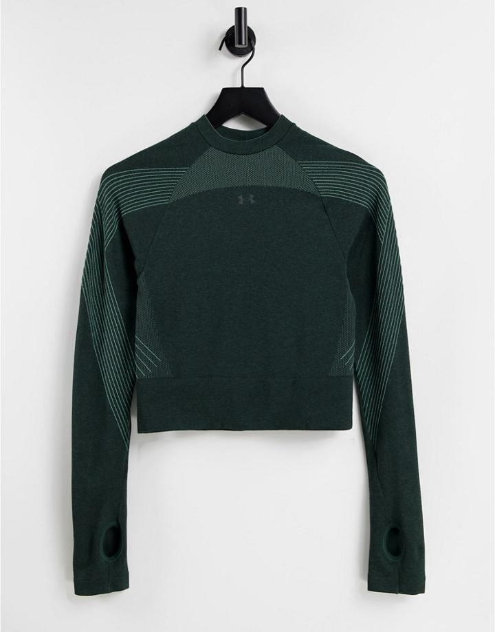 Under Armour Training Rush Seamless High Neck Long Sleeve T-shirt In Green