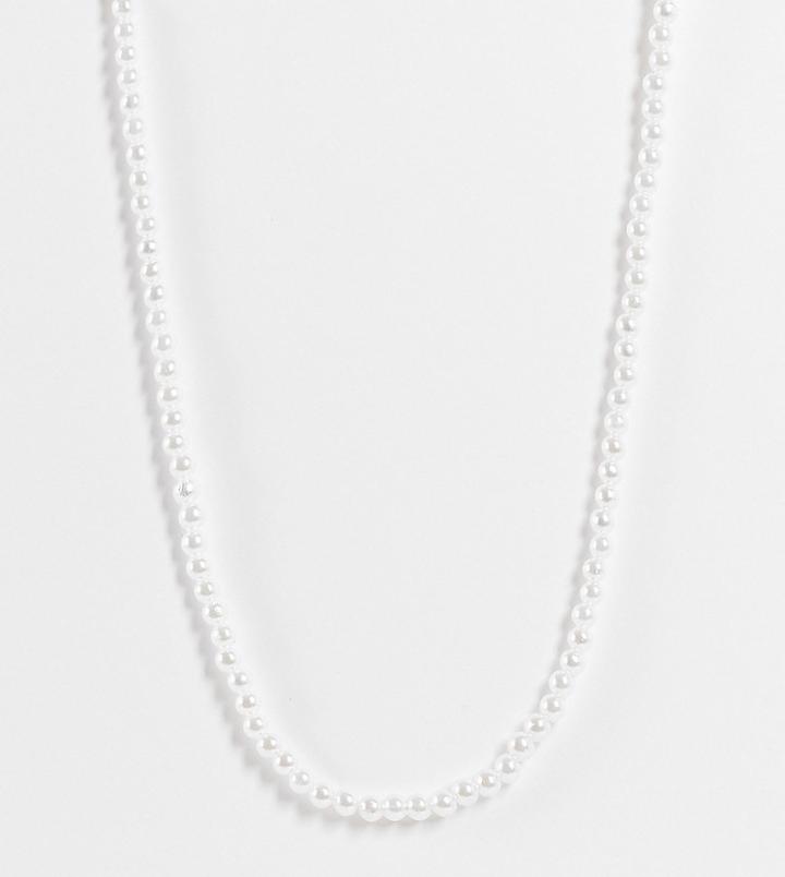 Designb Curve Faux Pearl Necklace-white