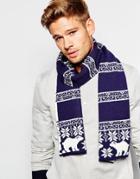 Asos Scarf In Navy With Arctic Design - Navy