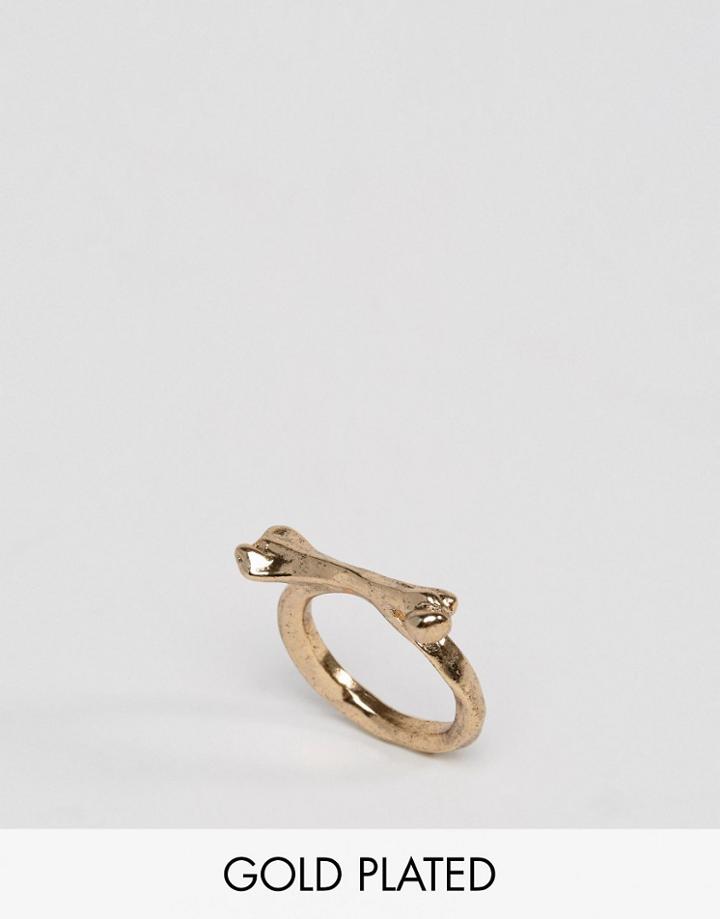 Low Luv Gold Plated Bone Ring - Gold