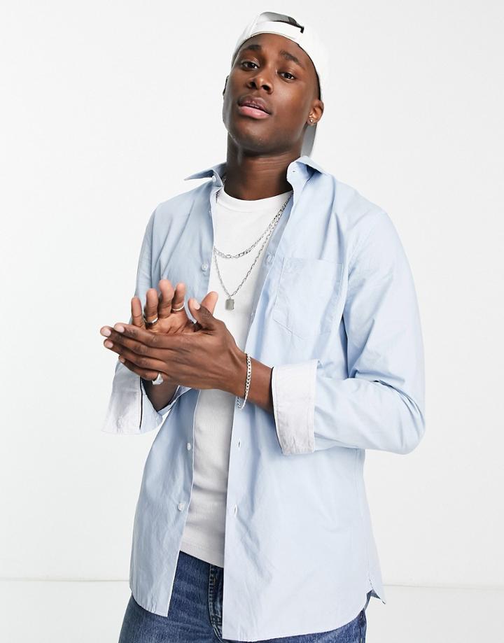 Lacost Long Sleeve Pocket Shirt In Blue