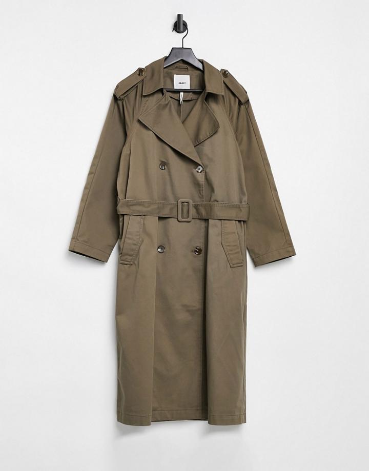 Object Oversized Trench Coat In Brown