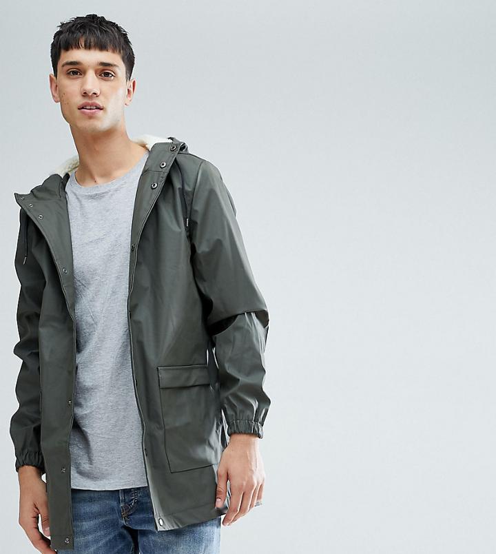 D-struct Tall Mid Length Water-resistant Jacket With Hood - Green