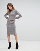 Bellfield Sanna Rib And Cable Mix Bodycon Skirt-gray
