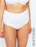 Asos Curve Mix & Match Highwaist Bikini Bottom With Wrapped Front And Support - White