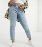 Only Curve Veneda Mom Jeans In Light Blue-blues