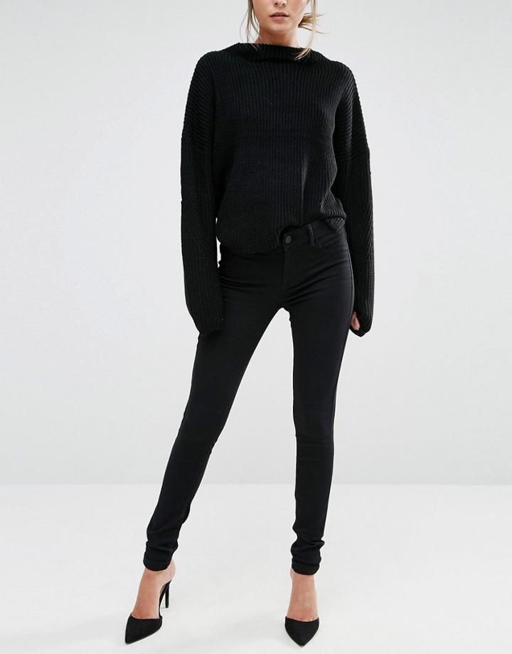 Oasis Black Mid Rise Skinny Jean - Black