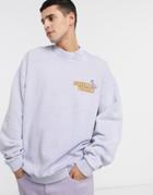Crooked Tongues Sweatshirt In Washed Purple With Chest Embroidery
