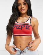 Pepe Jeans Kerry Logo Crop Top In Red And Pink