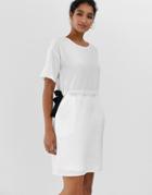 Vila Tie Waist Mini Dress-white