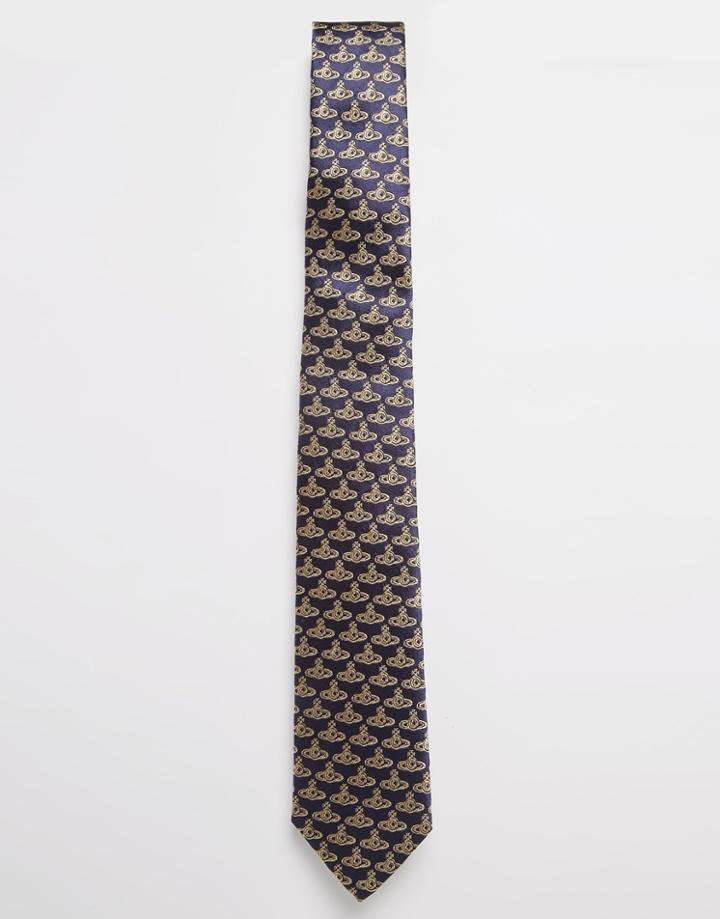 Vivienne Westwood Orb Tie 7cm - Blue