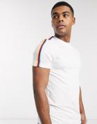 Asos Design Organic Skinny T-shirt With Rainbow Taping In White