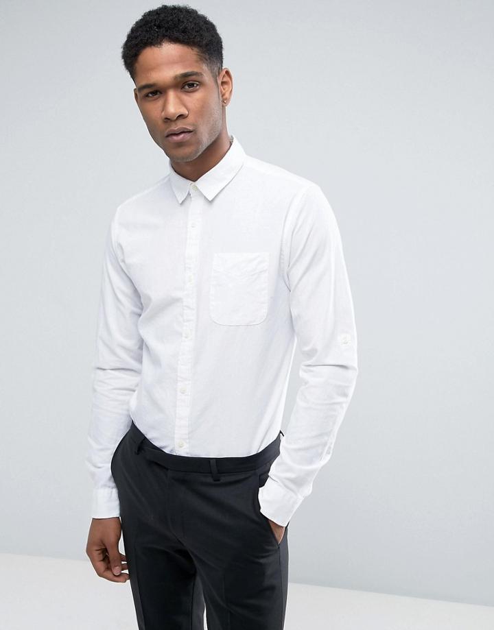Jack & Jones Premium Slim Shirt In Linen - White