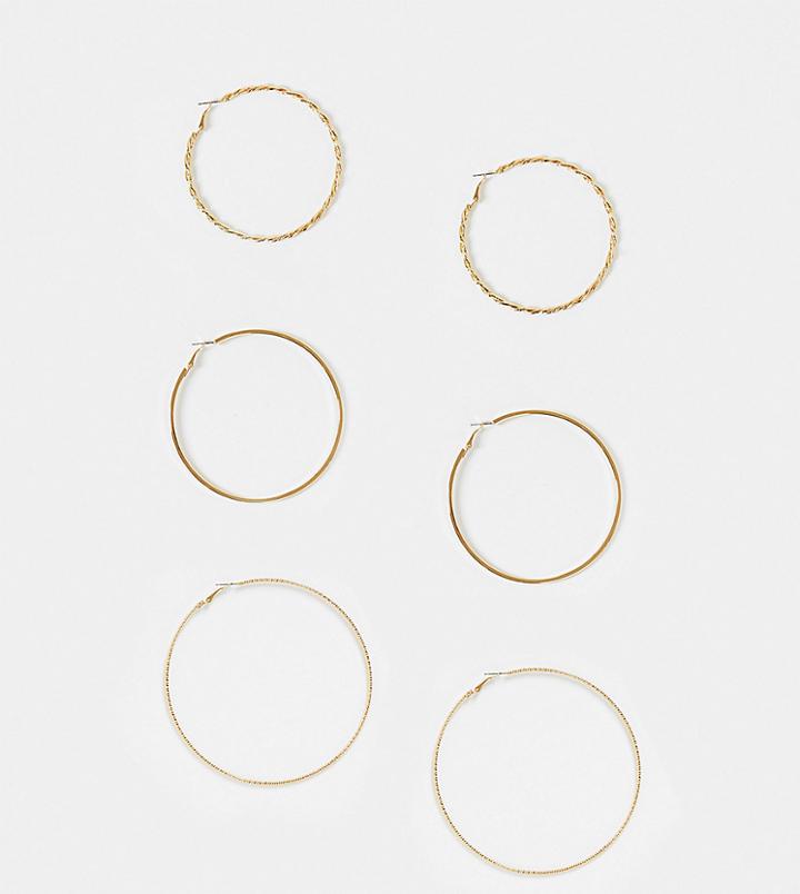 Aldo Berradda Twisted And Large Fine Hoop Earrings Multipack In Gold