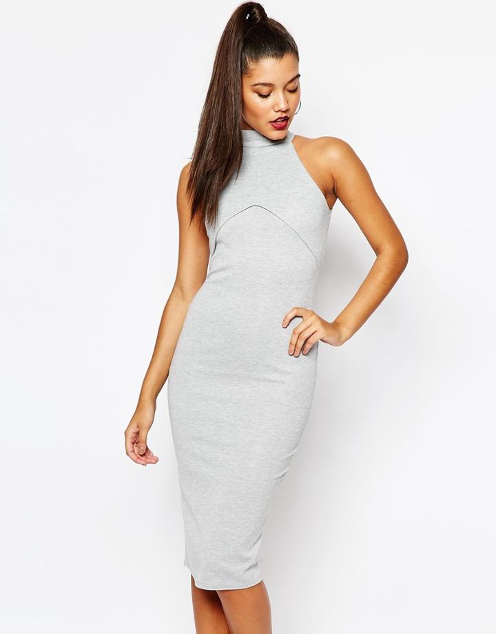 Missguided High Neck Body-conscious Dress - Gray
