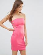 Oh My Love Side Tab Bodycon Dress - Fuschia