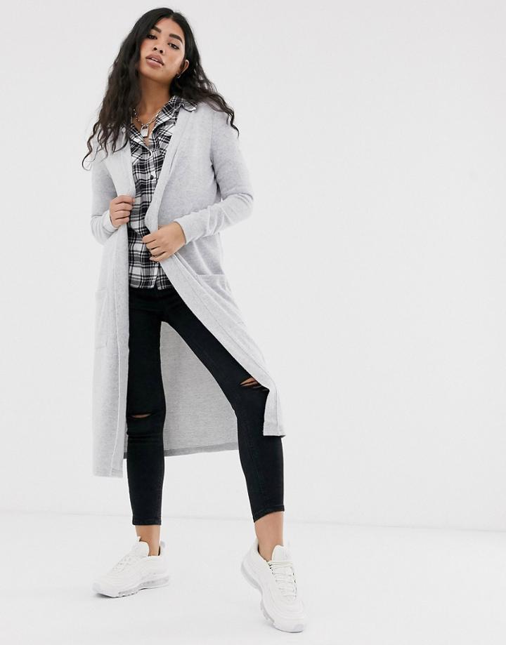 Noisy May Longline Cardigan-gray