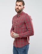 Asos Regular Fit Plaid Check Shirt In Red - Red