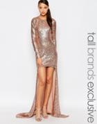 Maya Tall Sequin High Low Maxi Dress - Rose Gold