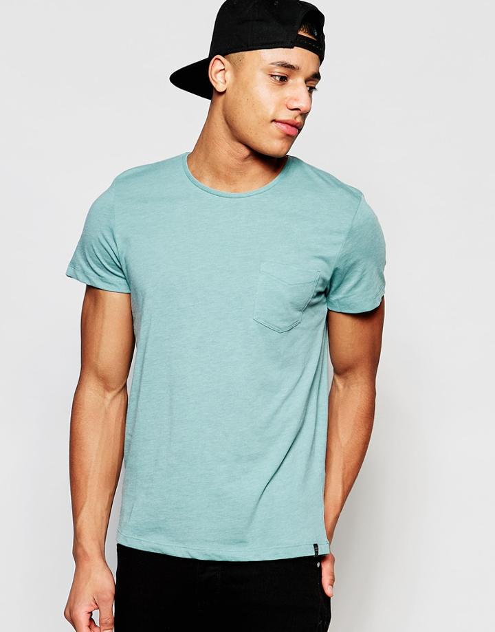 Jack & Jones Crew Neck T-shirt With Pocket - Mineral Blue