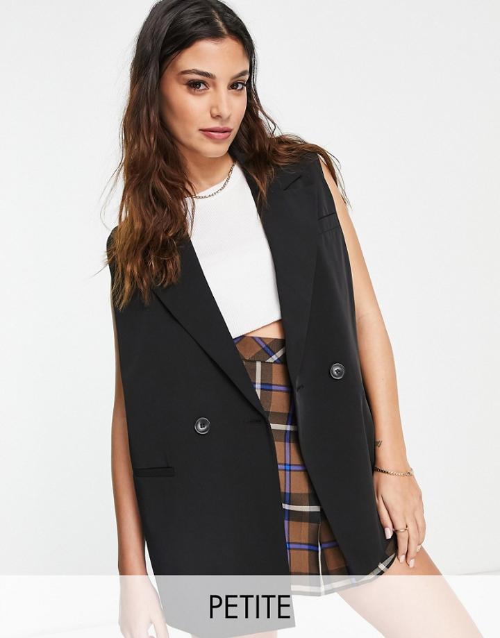 Miss Selfridge Petite Oversized Sleeveless Blazer In Black