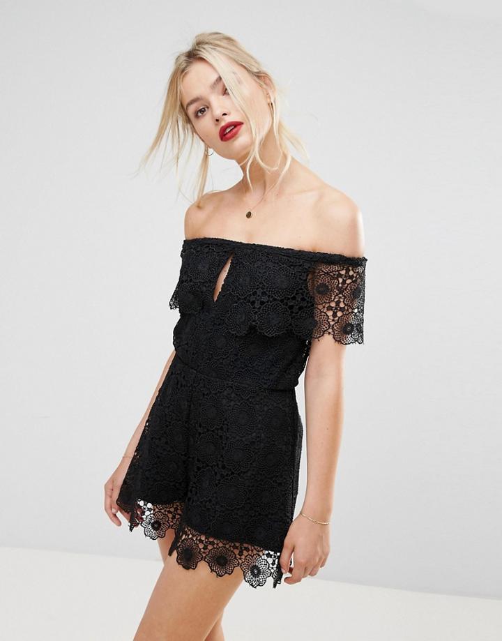Bec & Bridge Daisy Chain Lace Romper - Black