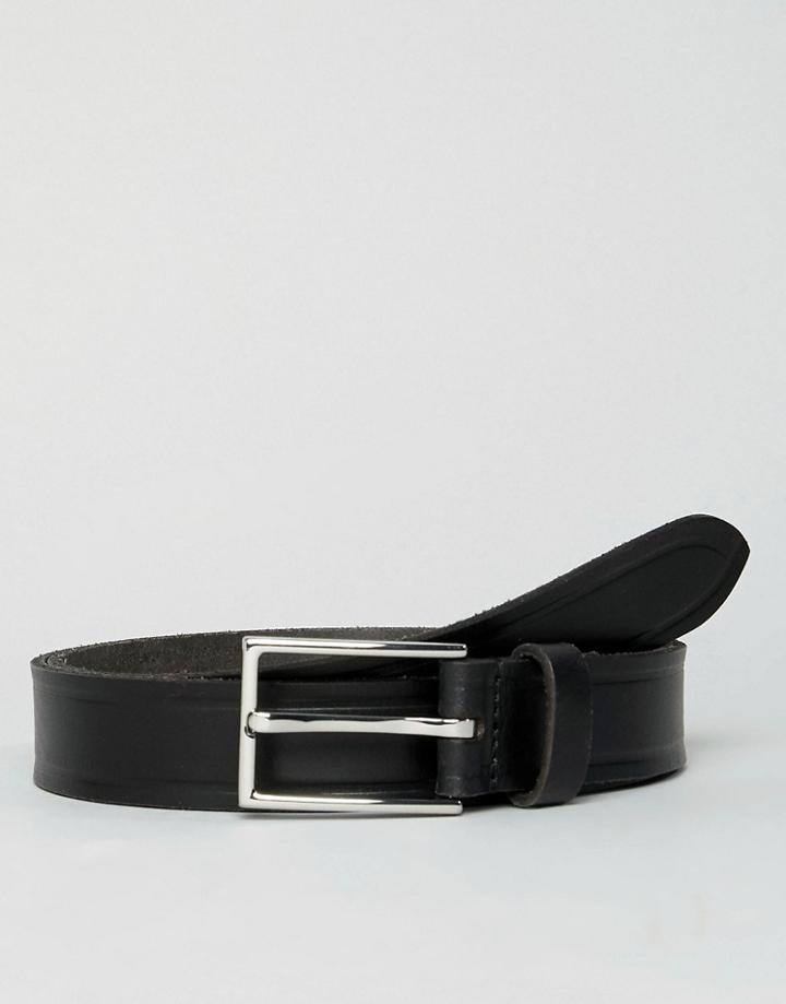 Esprit Slim Leather Smart Belt In Black - Black