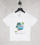 Collusion Dolphin Print Fitted T-shirt In White