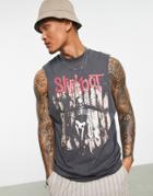 Asos Design Tank Top With Slipknot Prints In Black-gray