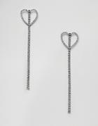 Lipsy Heart Jeweled Earrings In Sliver - Silver