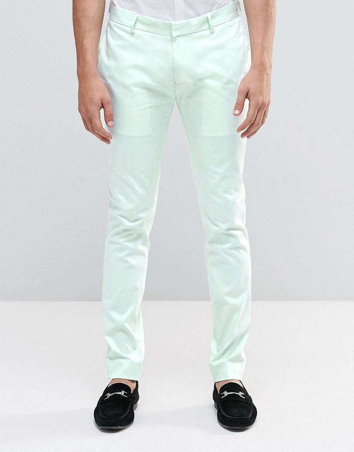Asos Superskinny Pant In Pale Blue Cotton Sateen - Pale Blue