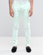 Asos Superskinny Pant In Pale Blue Cotton Sateen - Pale Blue
