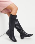 Asos Design Carrie Flat Riding Knee Boots-black