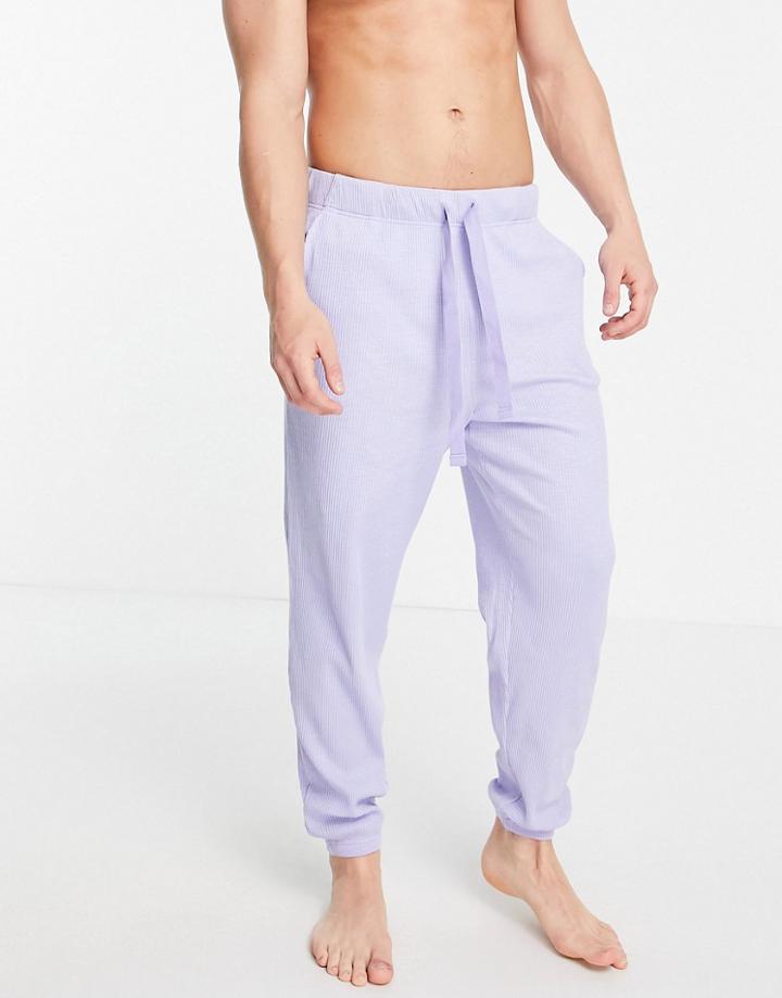 Asos Design Oversized Lounge Ribbed Sweatpants In Blue-blues