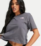 The North Face Simple Dome Cropped T-shirt In Gray Exclusive At Asos-grey