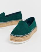 Asos Design Jenna Suede Espadrilles - Green