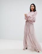 French Connection Sheer Floral Maxi Skirt-pink