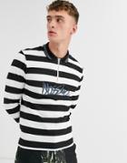 Mossimo Classic 1/4 Zip Striped Polo In Black/white