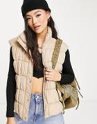 Na-kd X Anna Briand Ruched Detail Padded Vest In Beige-neutral