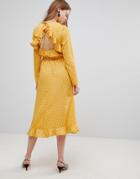 Influence Polka Dot Midi Dress - Yellow