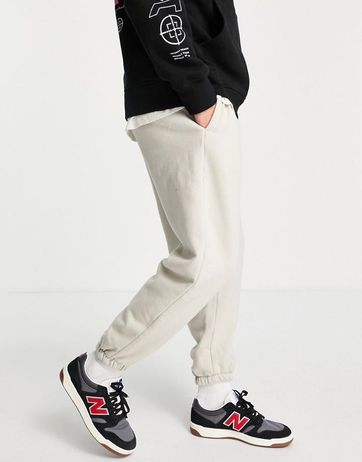 Topman Oversized Sweatpants In Stone - Part Of A Set-gray