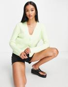 Topshop Knit Cardi In Lime - Part Of A Set-green