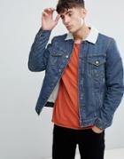 Only & Sons Denim Jacket With Full Fleece Lining - Blue