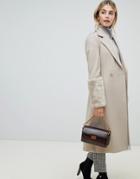 Fashion Union Wrap Coat With Faux Fur Cuffs - Beige