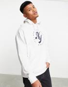 Asos Design Oversized Hoodie With Collegiate New York Front Print-white
